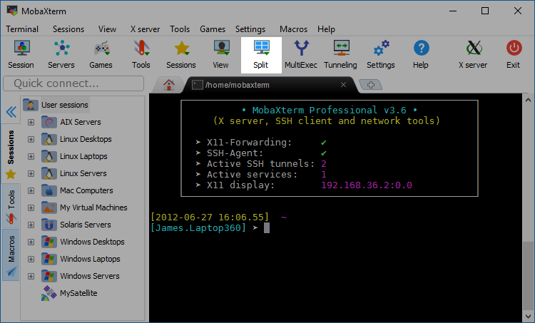 The "Split mode" button